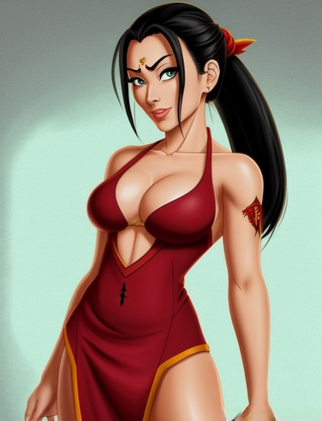 Stunning anime babe Azula poses in her sexy outfits & teases with her tits Pic 2